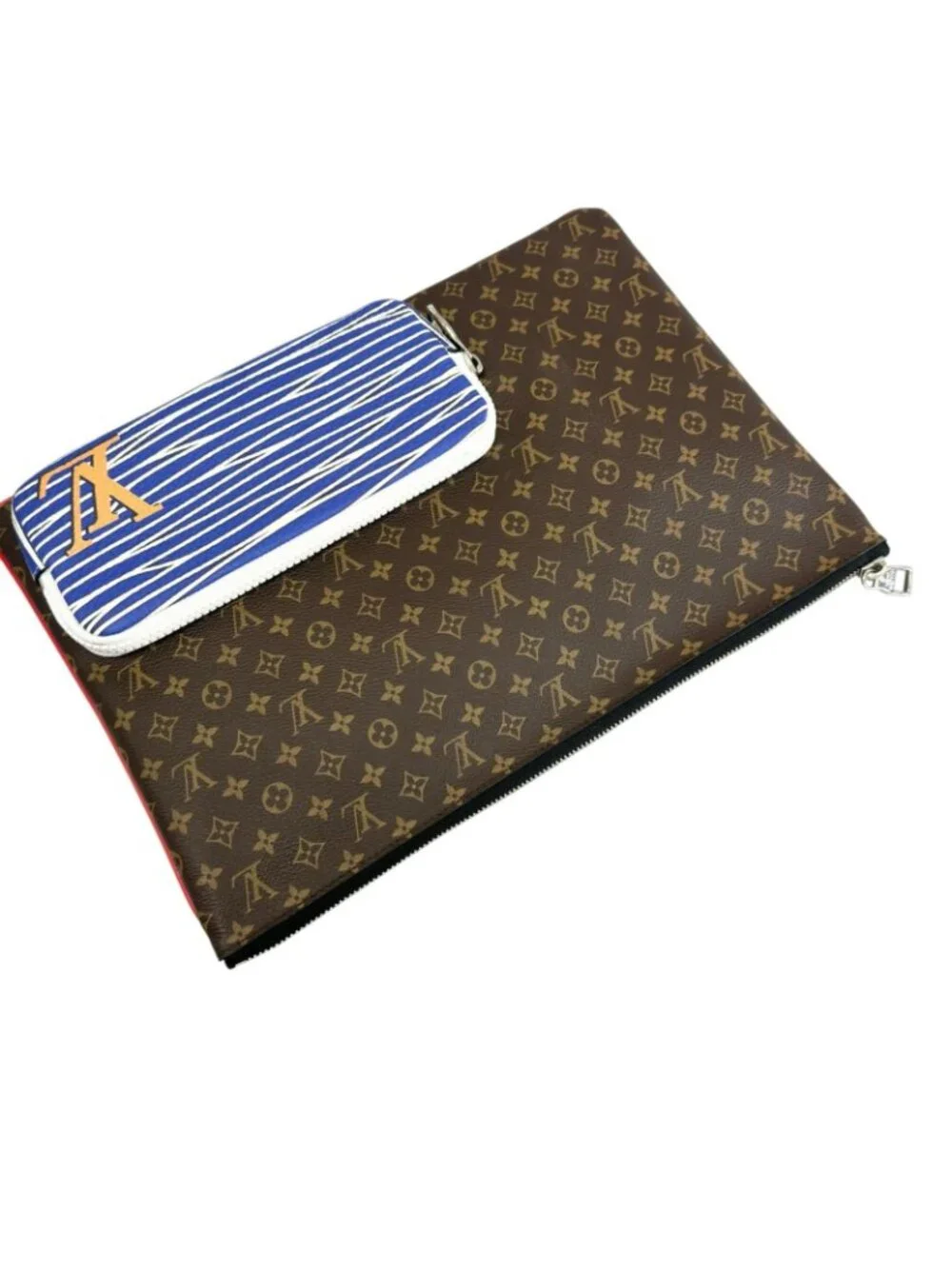 Louis Vuitton Patchwork Monogram Clutch Canvas Brown